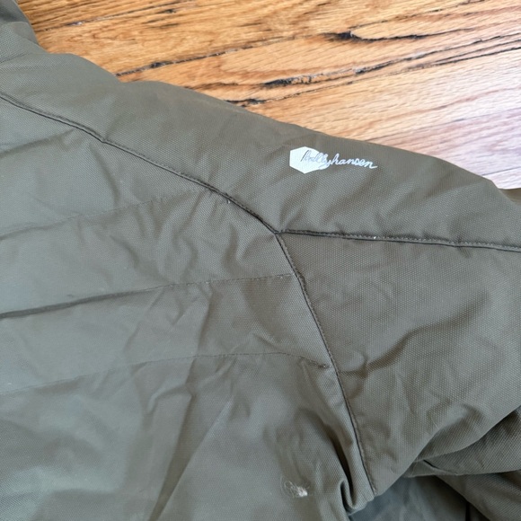 Helly Hansen Hooded Puffer Jacket Olive Green Women’s M Winter Coat - Picture 8 of 8